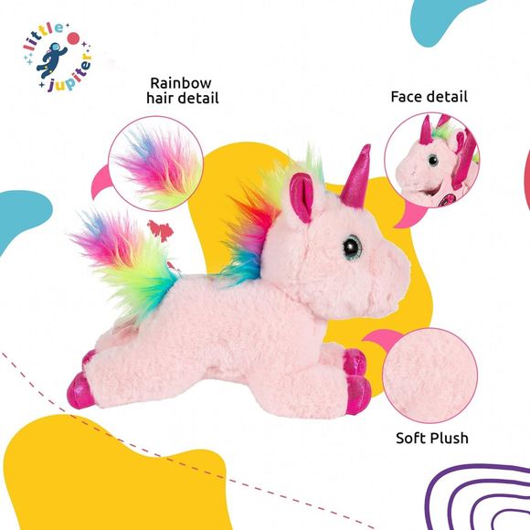 Unicorn Plush Bag Purse Set 18pc Removable Patch Set Pink & Rainbow Details 4-7 - Picture 4 of 7